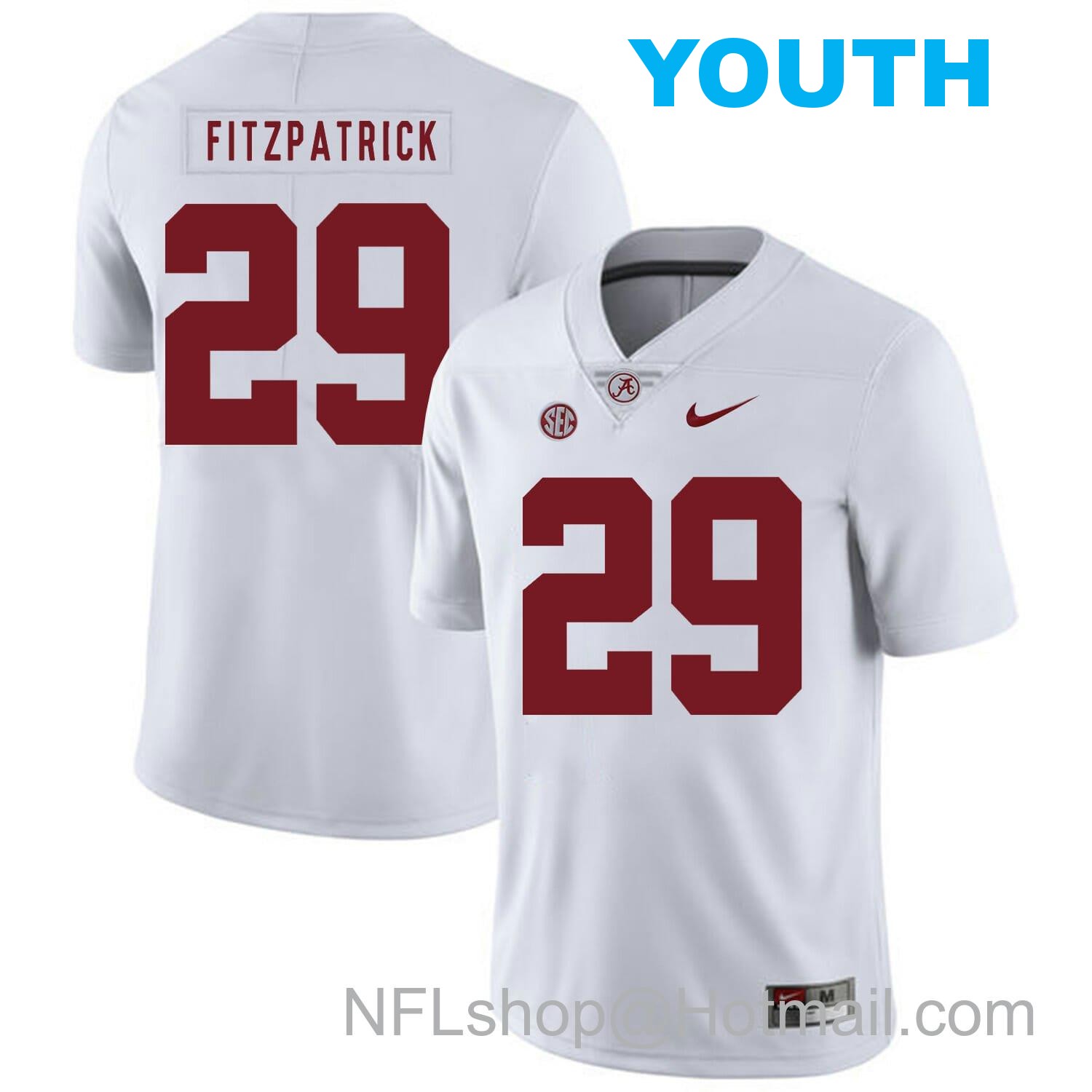 Nike Youth Alabama Crimson Tide #29 Minkah Fitzpatrick Football Jersey White