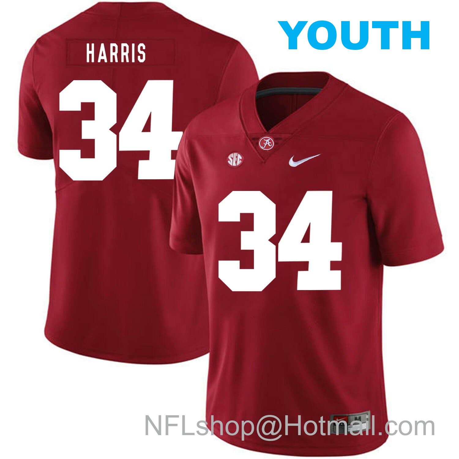 Nike Youth Alabama Crimson Tide #34 Damien Harris College Football Jersey Red