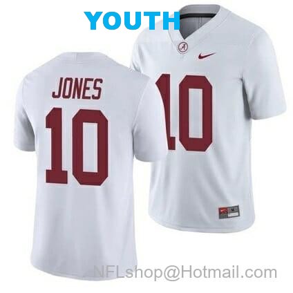 Nike Youth Alabama Crimson Tide #10 Mac Jones NCAA Football White Jersey