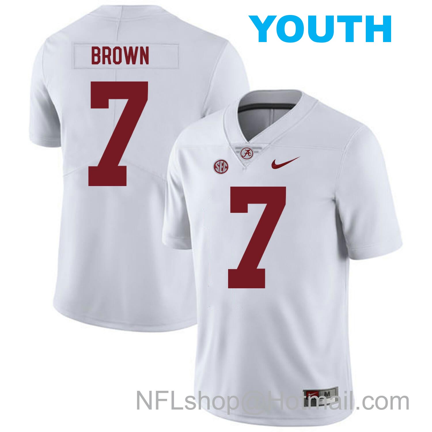 Nike Youth Alabama Crimson Tide #7 Tony Brown College Football Jersey White