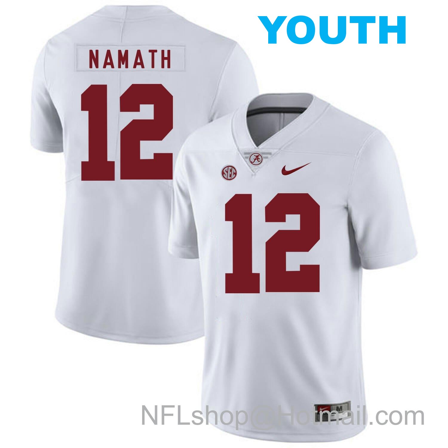 Nike Youth Alabama Crimson Tide #12 Joe Namath College Football Jersey White