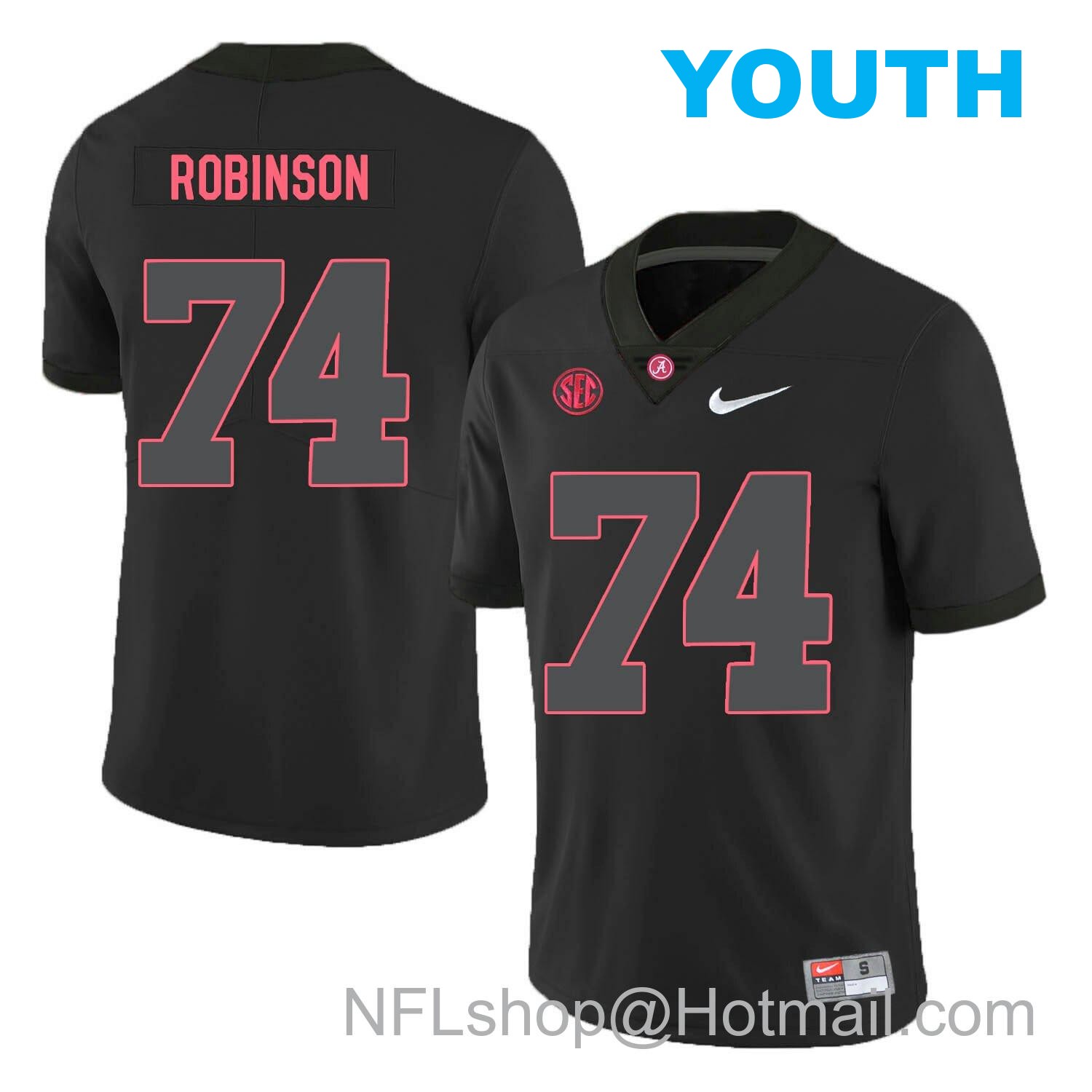 Nike Youth Alabama Crimson Tide #74 Cam Robinson College Football Jersey Black