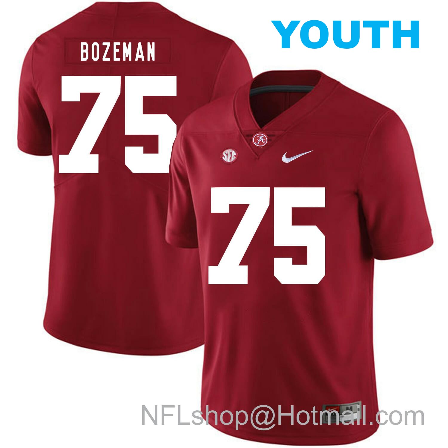 Nike Youth Alabama Crimson Tide #75 Bradley Bozeman College Football Jersey Red