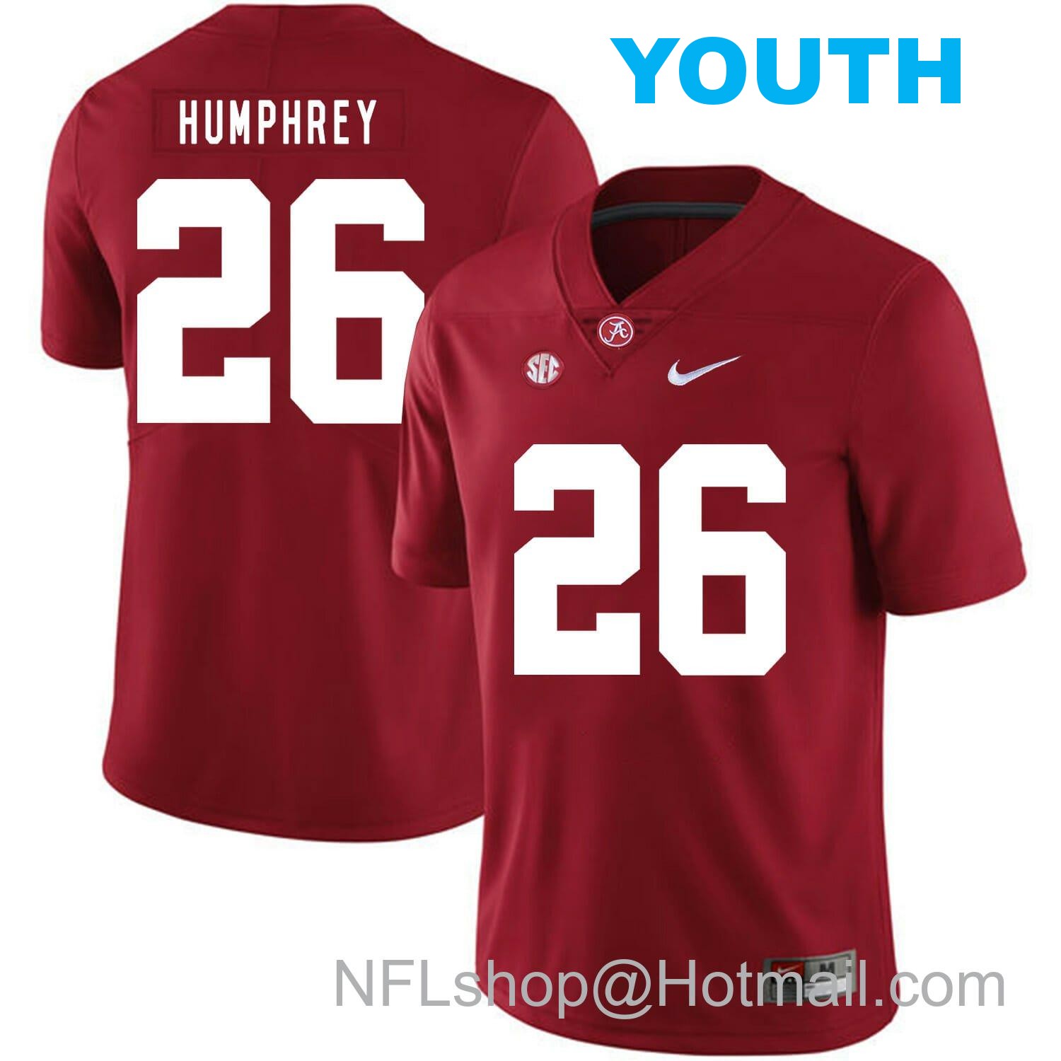 Nike Youth Alabama Crimson Tide #26 Marlon Humphrey College Football Jersey Red