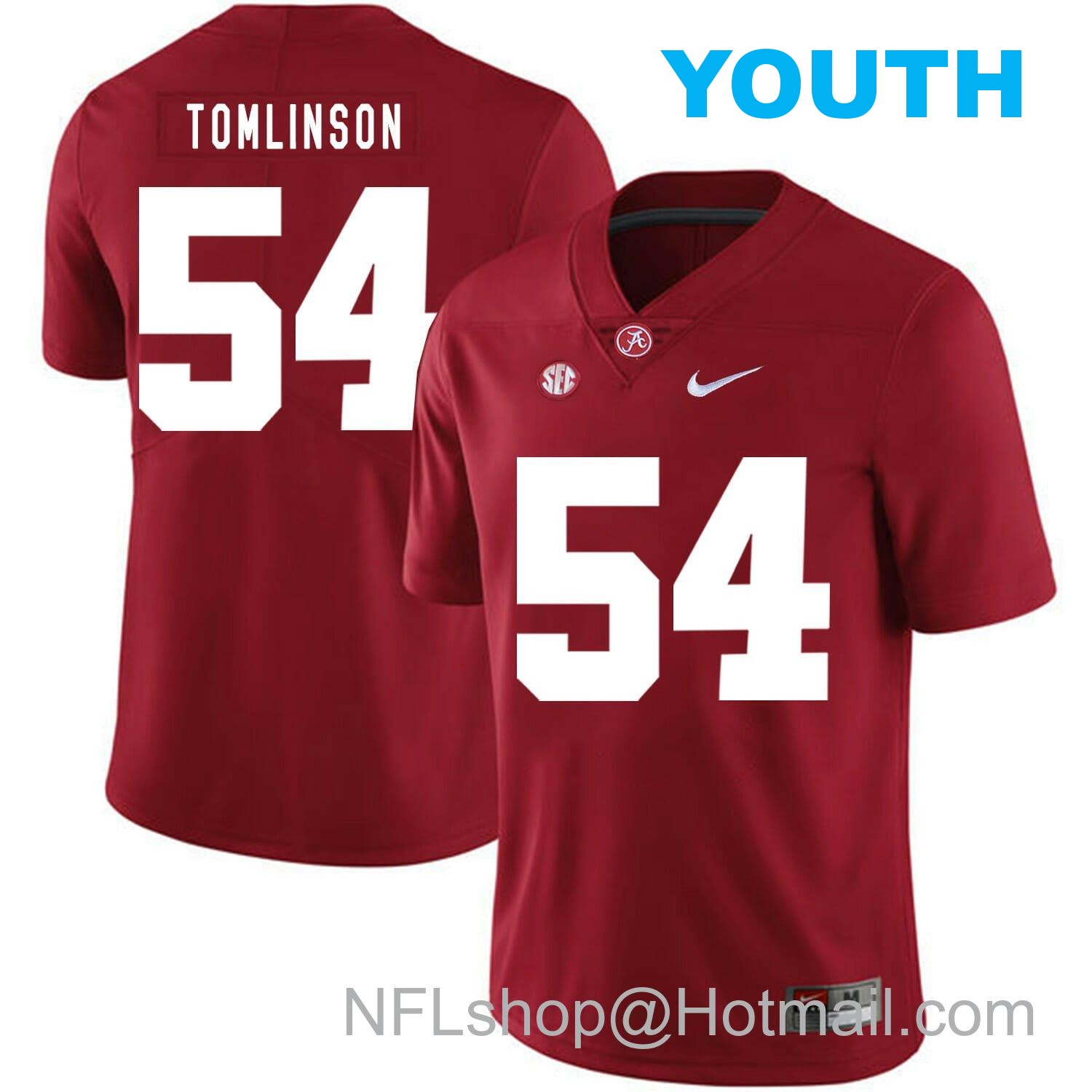 Nike Youth Alabama Crimson Tide #54 Dalvin Tomlinson College Football Jersey Red