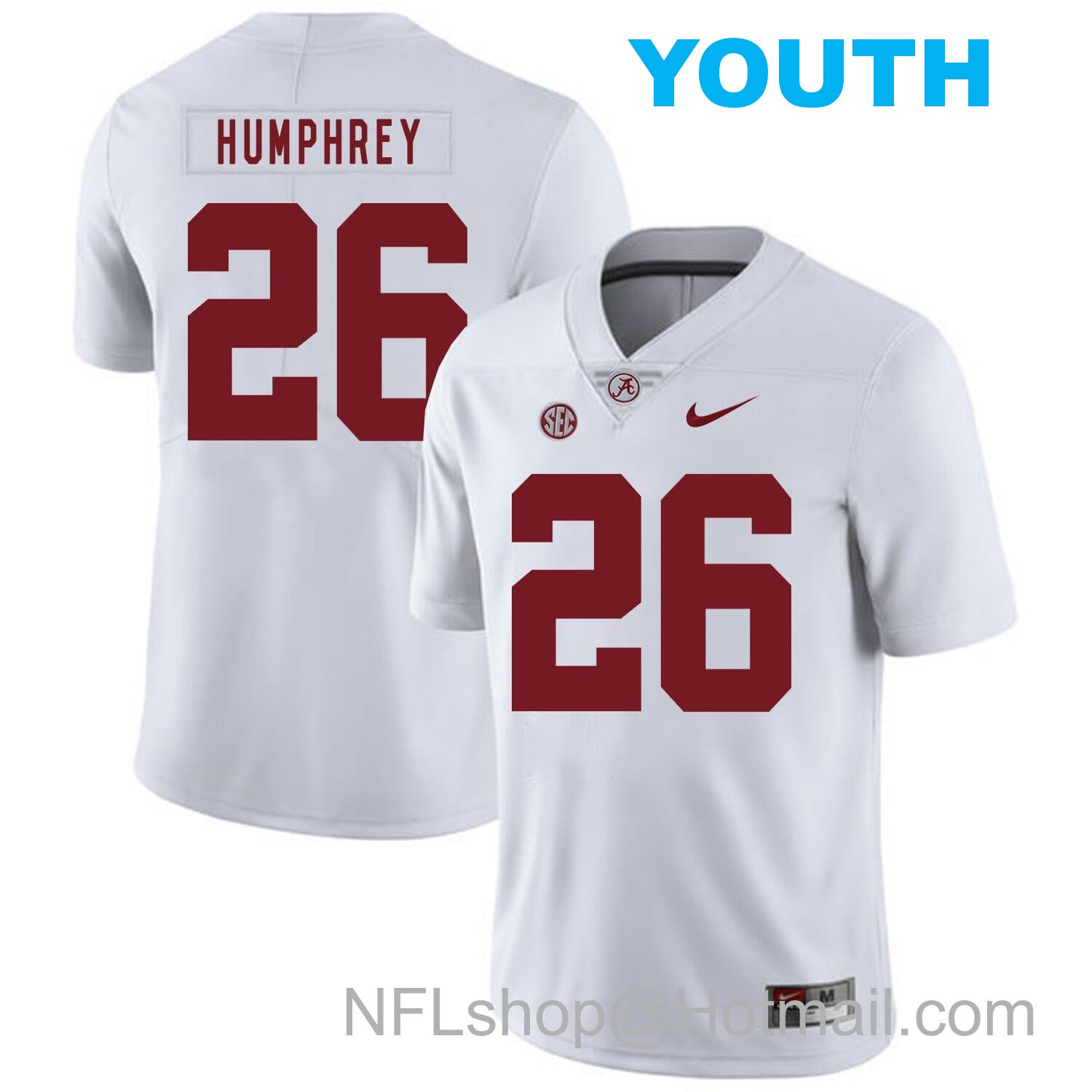 Nike Youth Alabama Crimson Tide #26 Marlon Humphrey College Football Jersey White