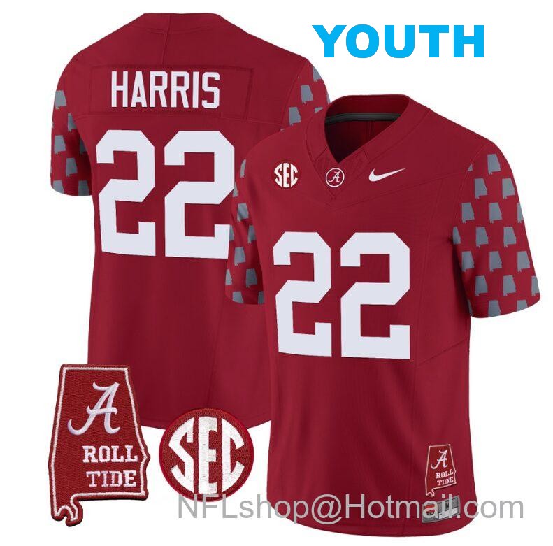 Nike Youth Najee Harris Jersey #22 Alabama Crimson Tide Vapor College Football Limited Stitched Crimson