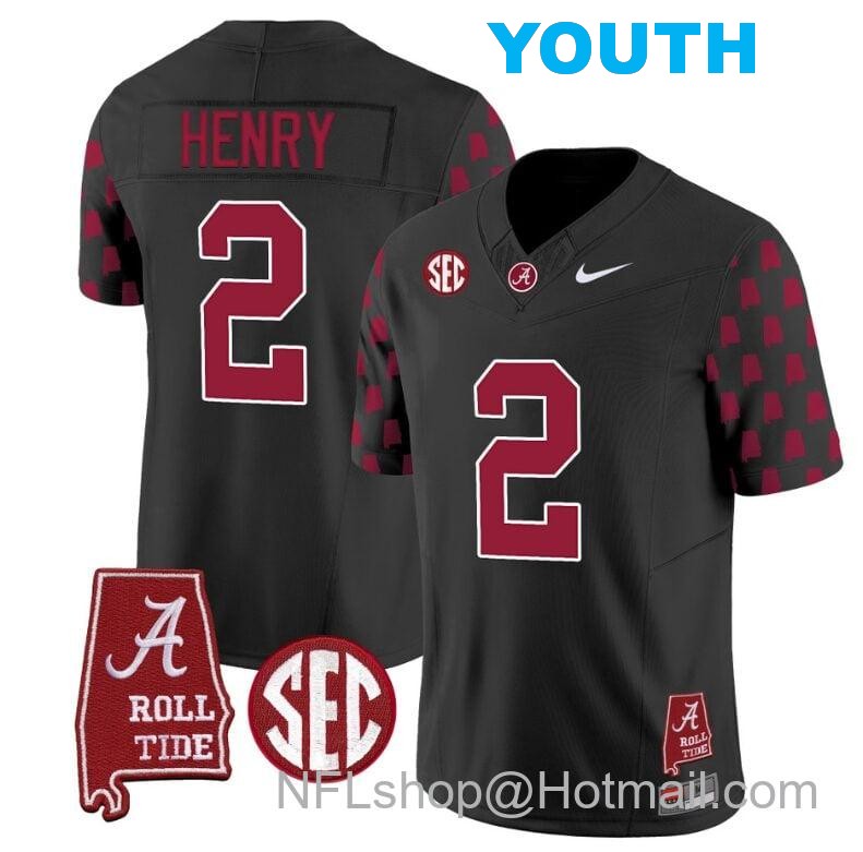 Nike Youth Derrick Henry Jersey #2 Alabama Crimson Tide Vapor College Football Limited Stitched Black