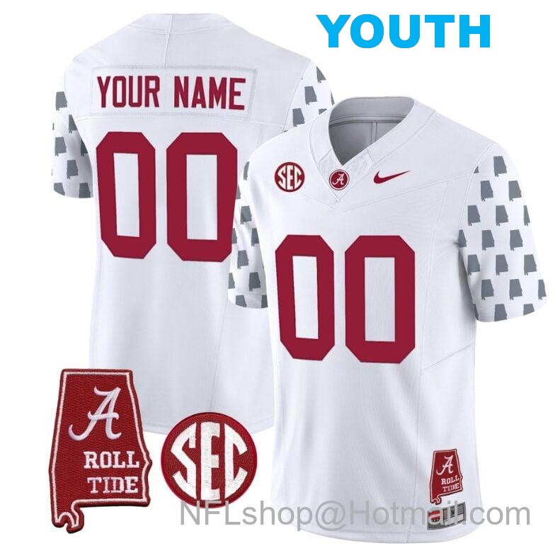 Nike Youth Custom Alabama Crimson Tide Jersey Name and Number Vapor College Football Limited Stitched White