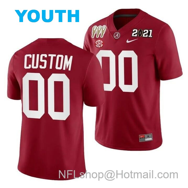 Nike Youth Custom Alabama Crimson Tide Jersey 3X CFP National Championship Winner Crimson