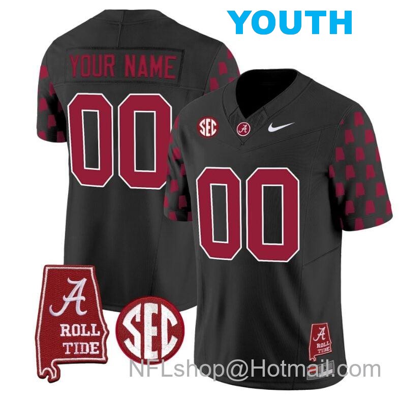 Nike Youth Custom Alabama Crimson Tide Jersey Name and Number Vapor College Football Limited Stitched Black