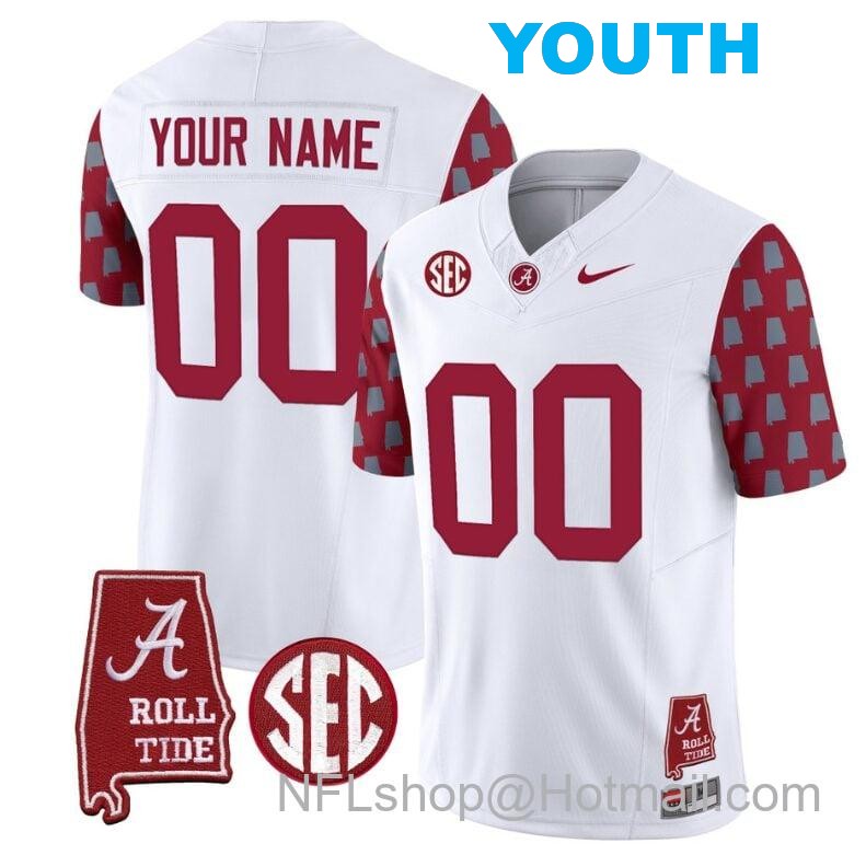 Nike Youth Custom Alabama Crimson Tide Jersey Name and Number Vapor College Football Limited Stitched Crimson Sleeves