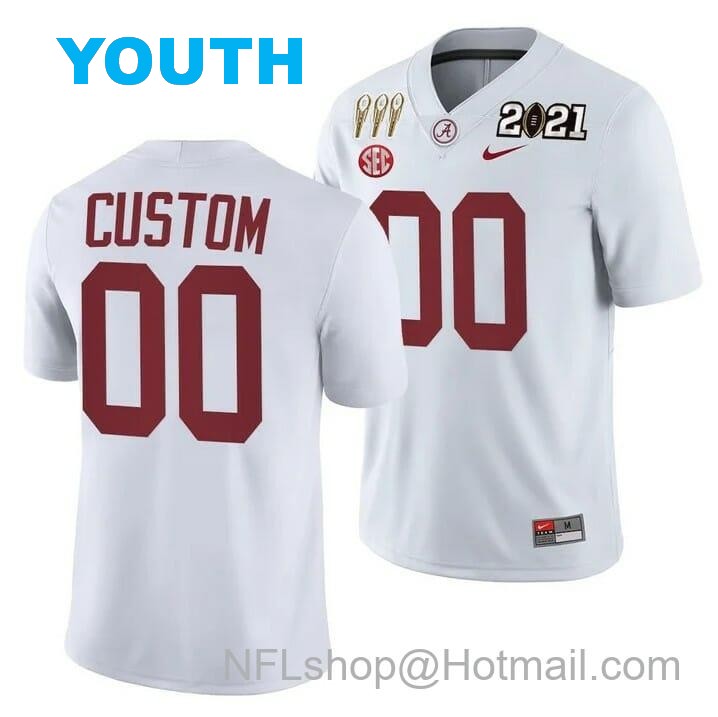 Nike Youth Custom Alabama Crimson Tide Jersey 3X CFP National Championship Winner White