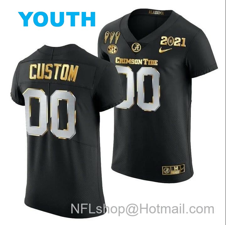 Nike Youth Alabama Crimson Tide Custom Jersey 3X CFP National Championship Black Golden Limited