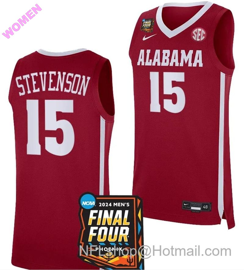 Women's Nike Jarin Stevenson Jersey #15 Alabama Crimson Tide 2024 NCAA March Madness Final Four Basketball Crimson