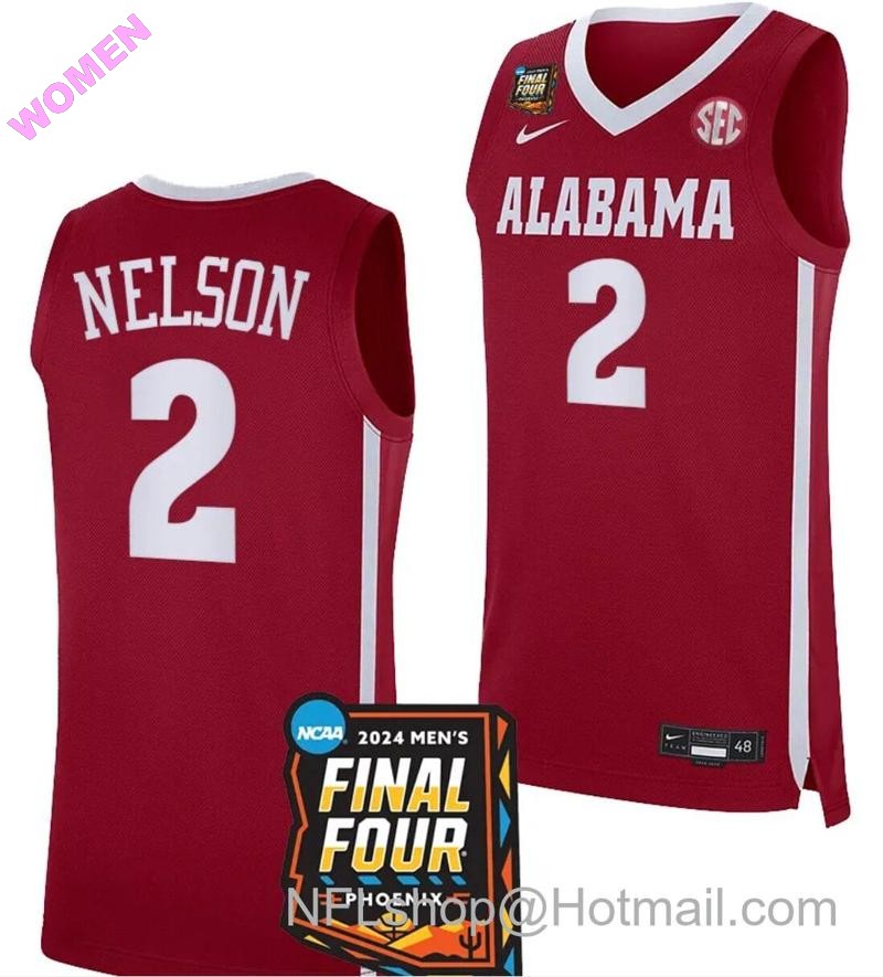 Women's Nike Grant Nelson Jersey #2 Alabama Crimson Tide 2024 NCAA March Madness Final Four Basketball Crimson