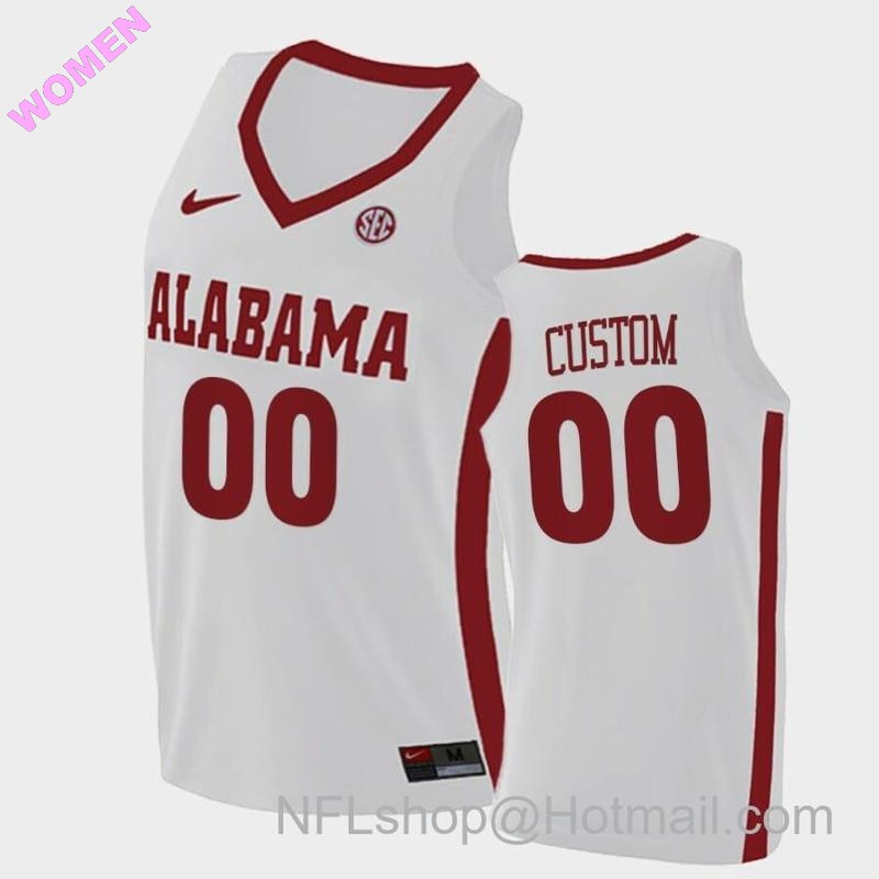 Women's Nike Custom Name Number Alabama Crimson Tide White Replica College Basketball Jersey