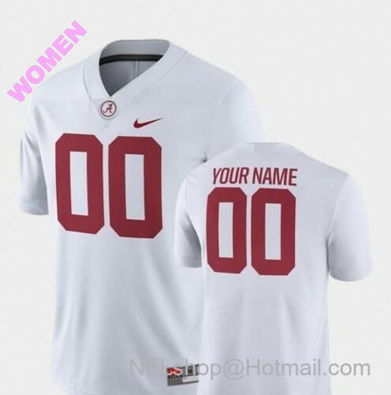 Women's Nike Alabama Crimson Tide Custom Jersey College Football Game White