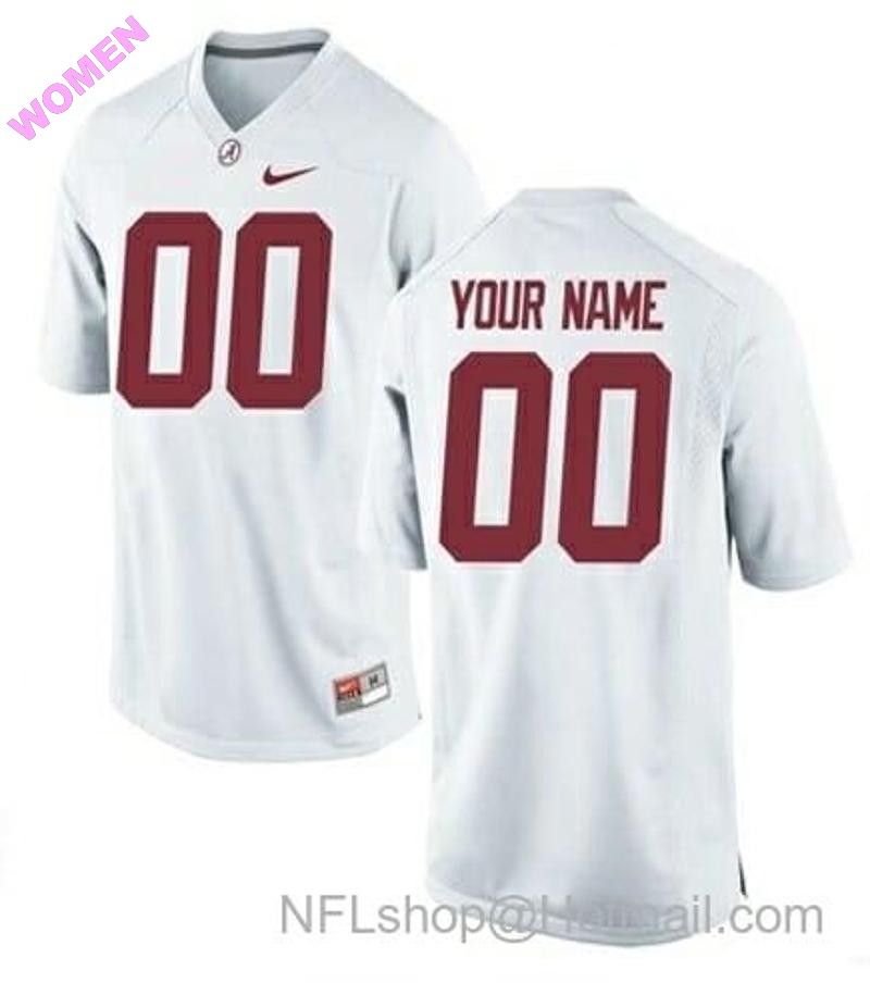 Women's Nike Custom Alabama Crimson Tide Jersey Name Number Football White