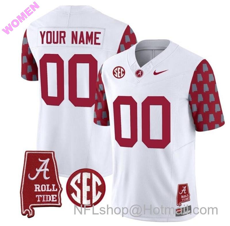 Women's Nike Custom Alabama Crimson Tide Jersey Name and Number Vapor College Football Limited Stitched Crimson Sleeves