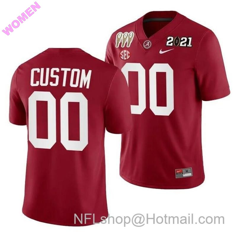 Women's Nike Custom Alabama Crimson Tide Jersey 3X CFP National Championship Winner Crimson