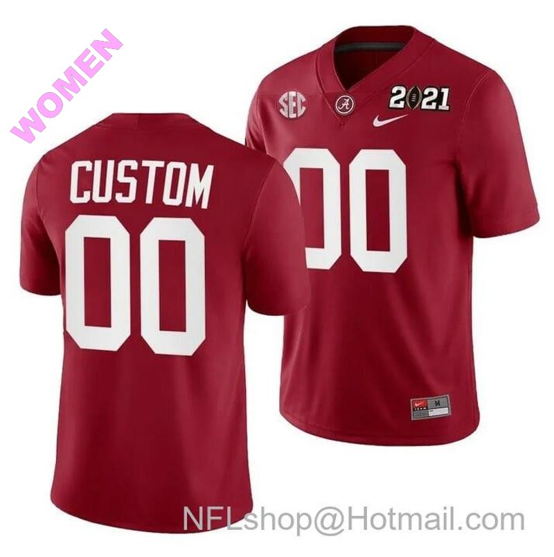 Women's Nike Alabama Crimson Tide Custom Jersey Football Playoff Home Crimson