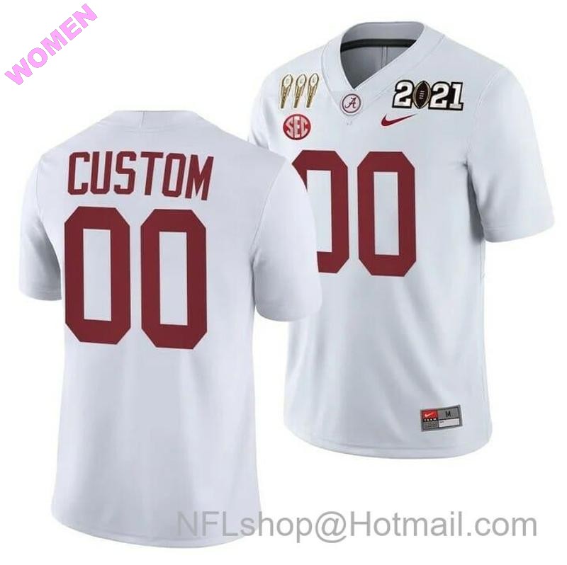 Women's Nike Custom Alabama Crimson Tide Jersey 3X CFP National Championship Winner White