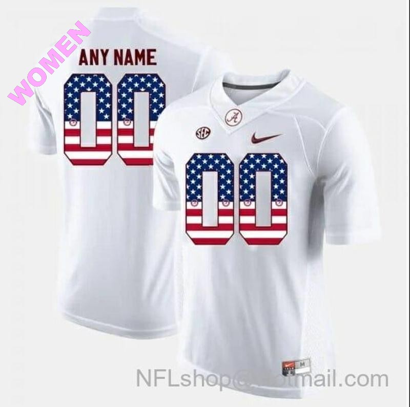 Women's Nike Alabama Crimson Tide Custom US Flag Fashion Jerseys White