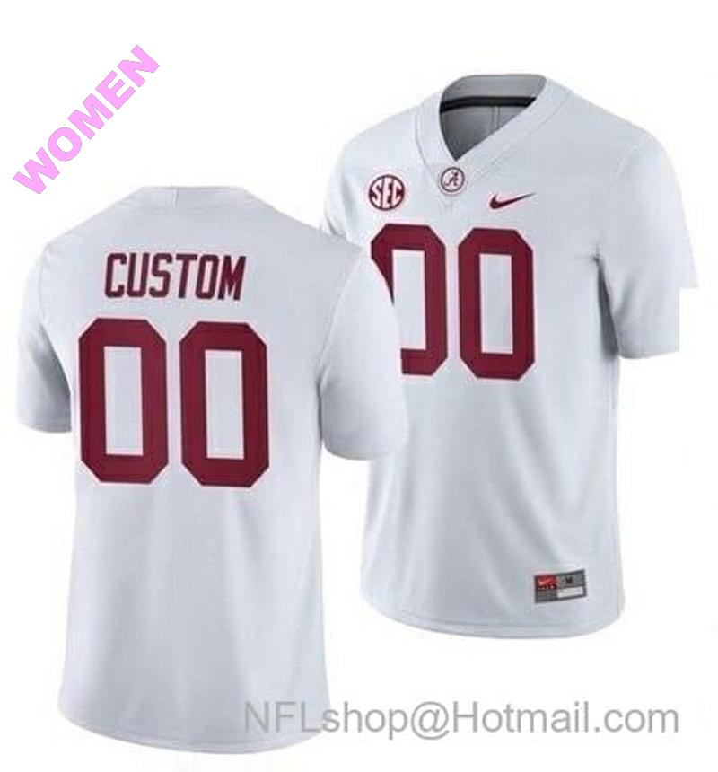 Women's Nike Alabama Crimson Tide Custom Jersey College Football White