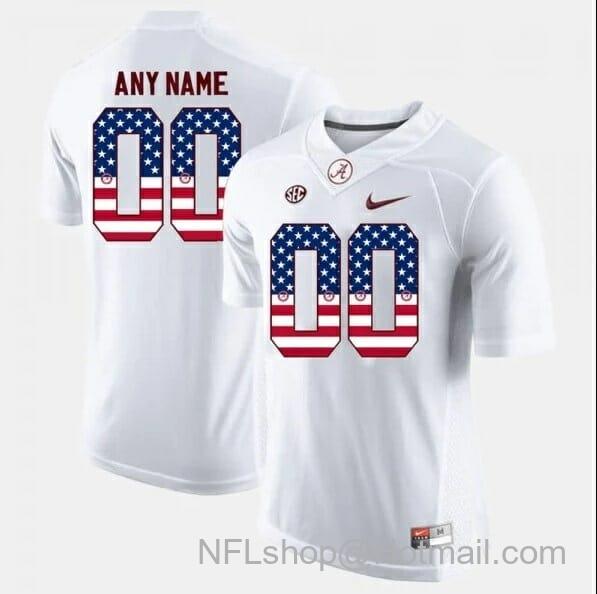 Men's Nike Alabama Crimson Tide Custom US Flag Fashion Jerseys White