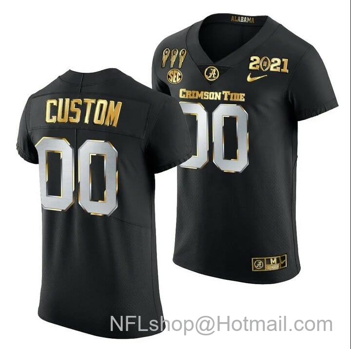 Men's Nike Alabama Crimson Tide Custom Jersey 3X CFP National Championship Black Golden Limited