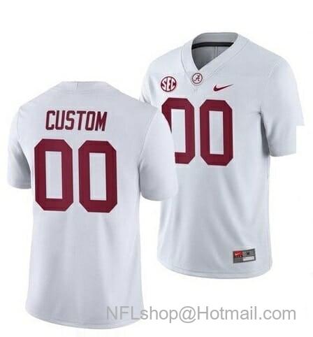 Men's Nike Alabama Crimson Tide Custom Jersey College Football White