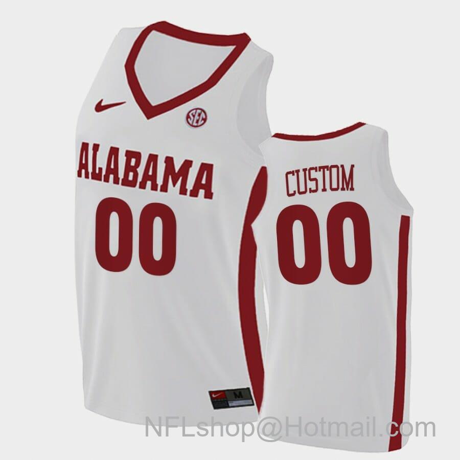 Men's Nike Custom Name Number Alabama Crimson Tide White Replica College Basketball Jersey