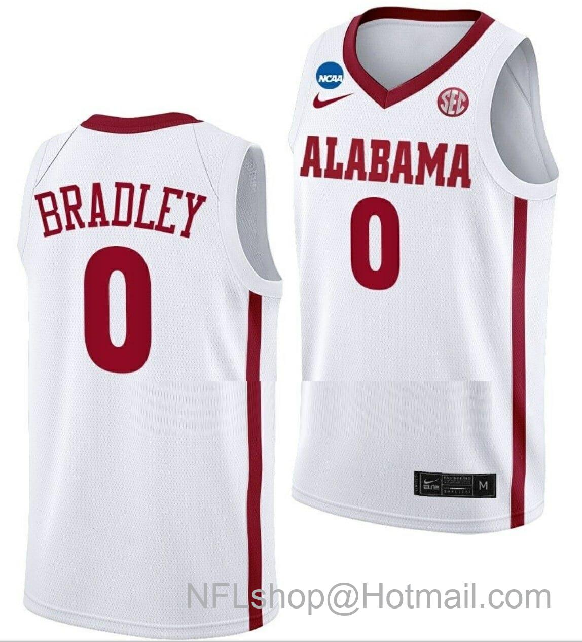 Men's Nike Jaden Bradley Jersey Alabama Crimson Tide College Basketball 2023 NCAA March Madness White #0