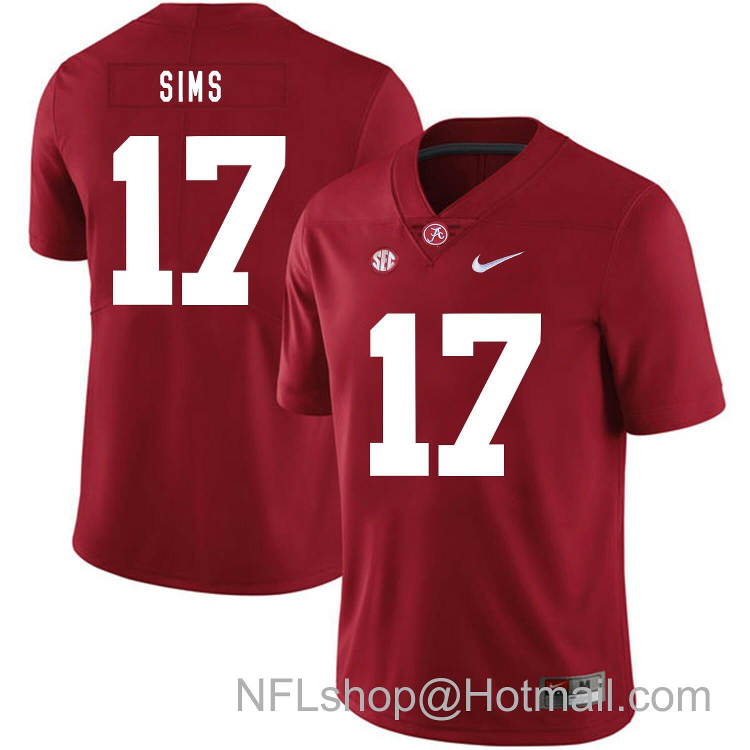 Men's Nike Alabama Crimson Tide #17 Cam Sims College Football Jersey Red