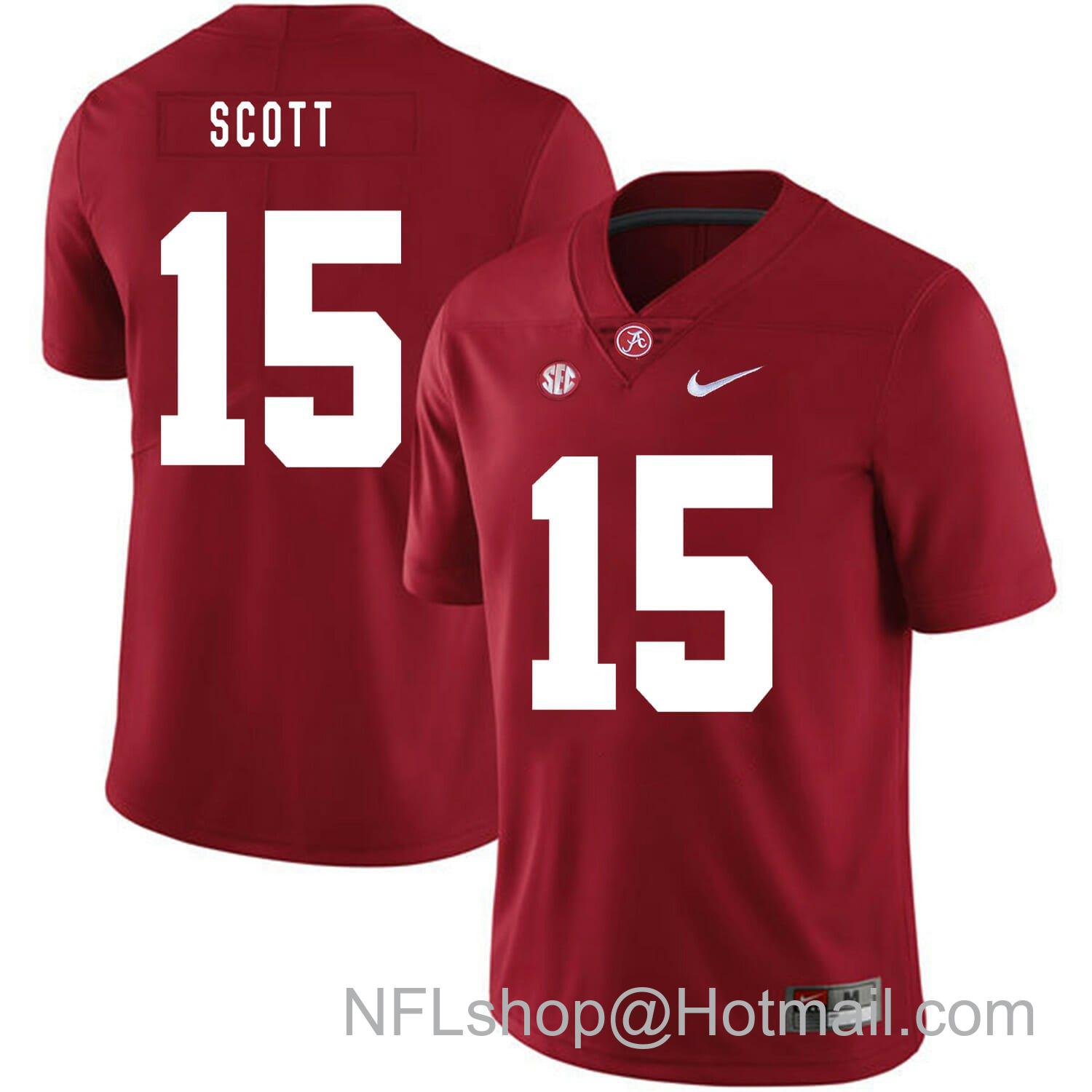 Men's Nike Alabama Crimson Tide #15 JK Scott College Football Jersey Red