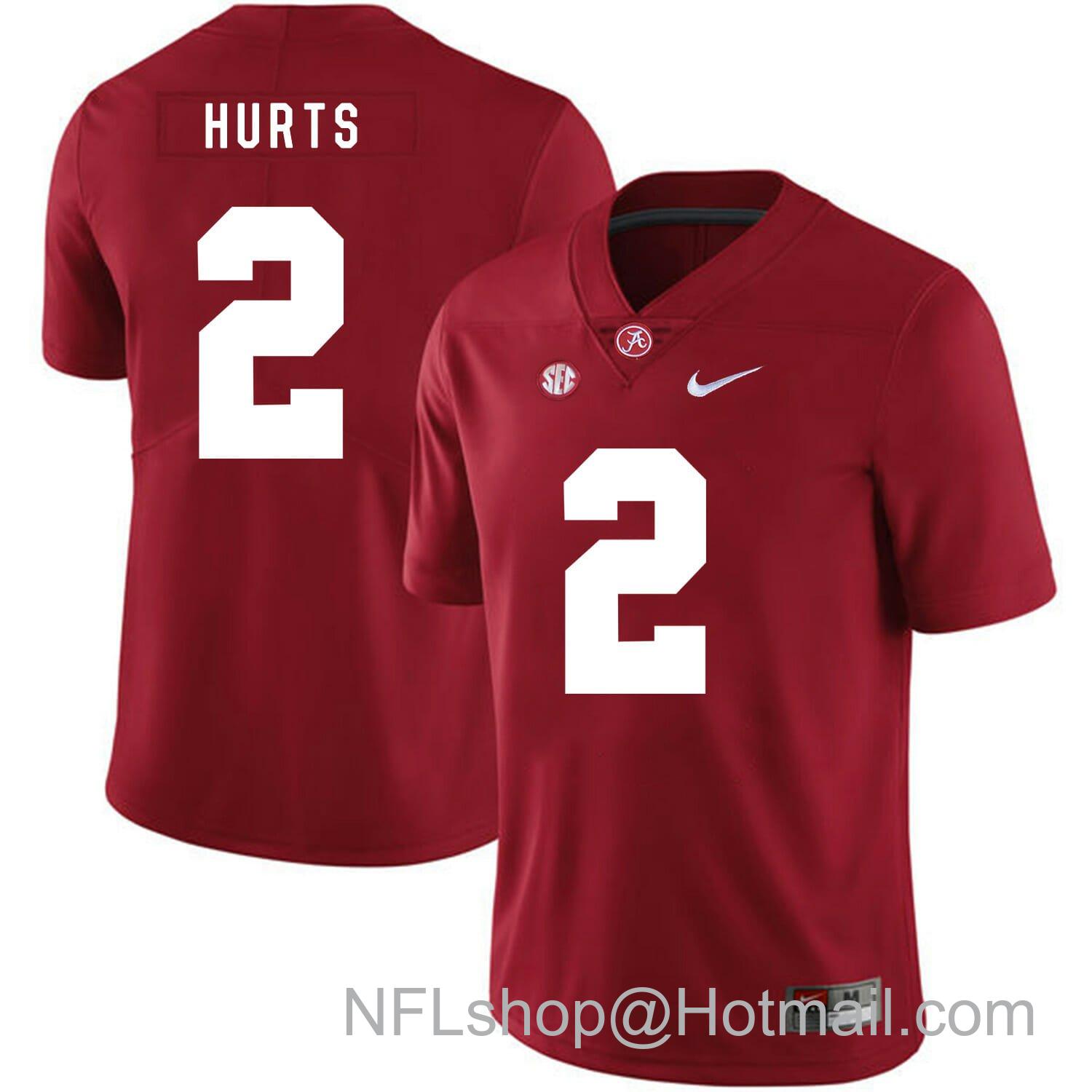 Men's Nike Alabama Crimson Tide #2 Jalen Hurts College Football Jersey Red