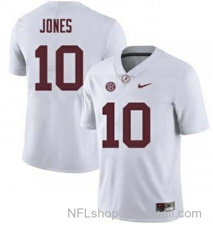 Men's Nike Alabama Crimson Tide #10 Mac Jones Football White Jersey