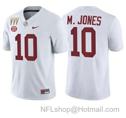 Men's Nike Alabama Crimson Tide #10 Mac Jones NCAA Football Jersey White