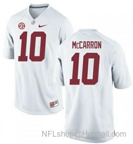 Men's Nike Alabama Crimson Tide #10 AJ McCarron NCAA Football Jersey White