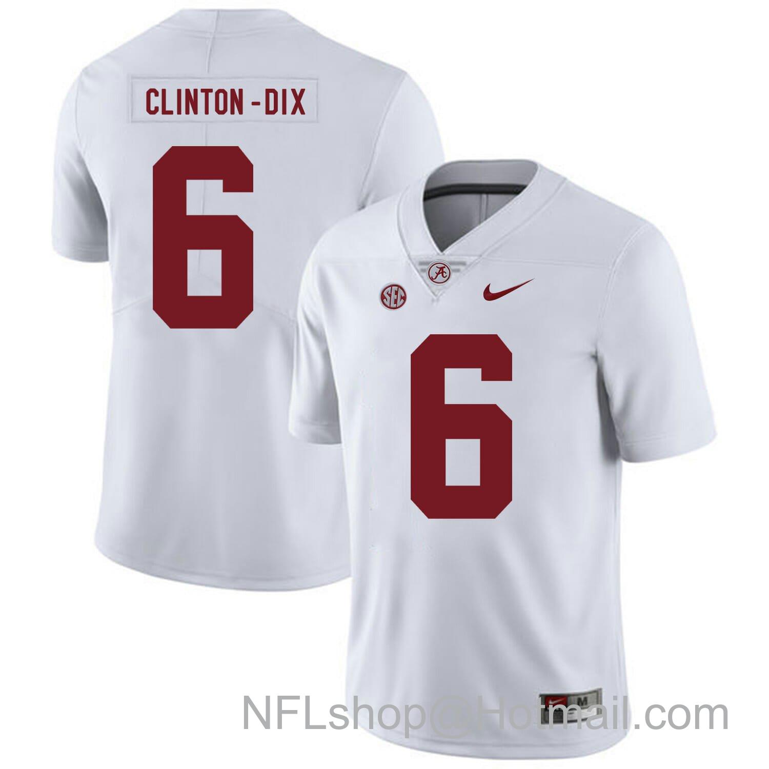 Men's Nike Alabama Crimson Tide #6 Clinton Dix College Football Jersey White