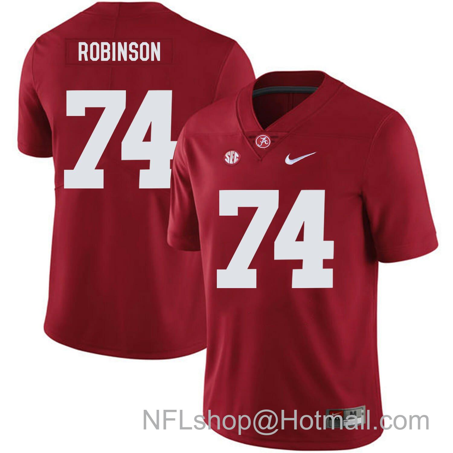 Men's Nike Alabama Crimson Tide #74 Cam Robinson College Football Jersey Red