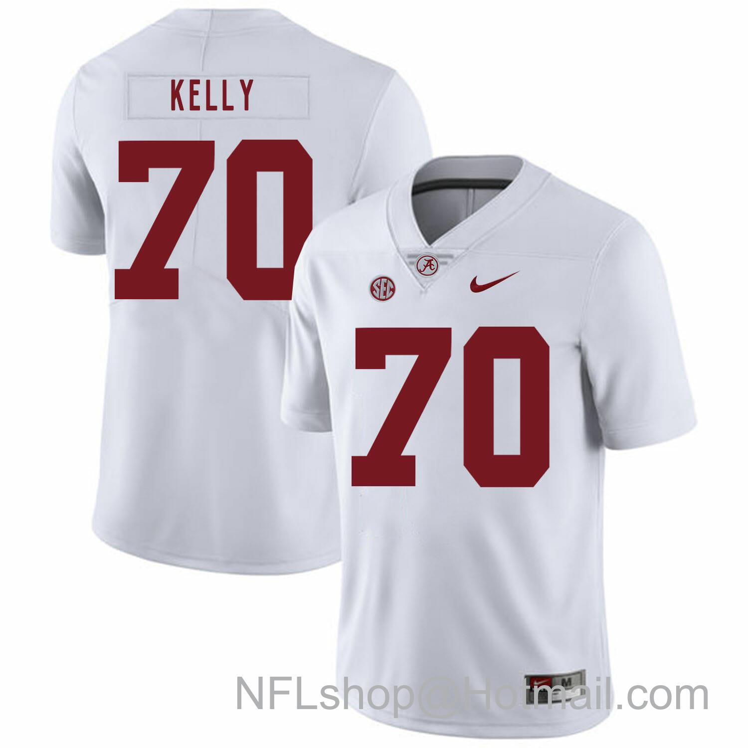 Men's Nike Alabama Crimson Tide #70 Ryan Kelly College Football Jersey White