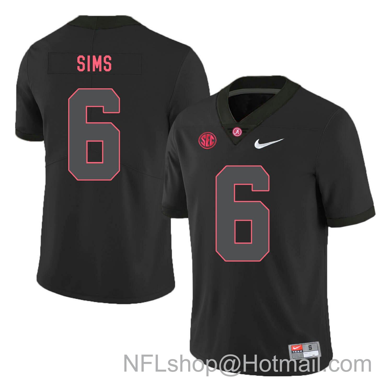 Men's Nike Alabama Crimson Tide #6 Blake Sims College Football Jersey Black