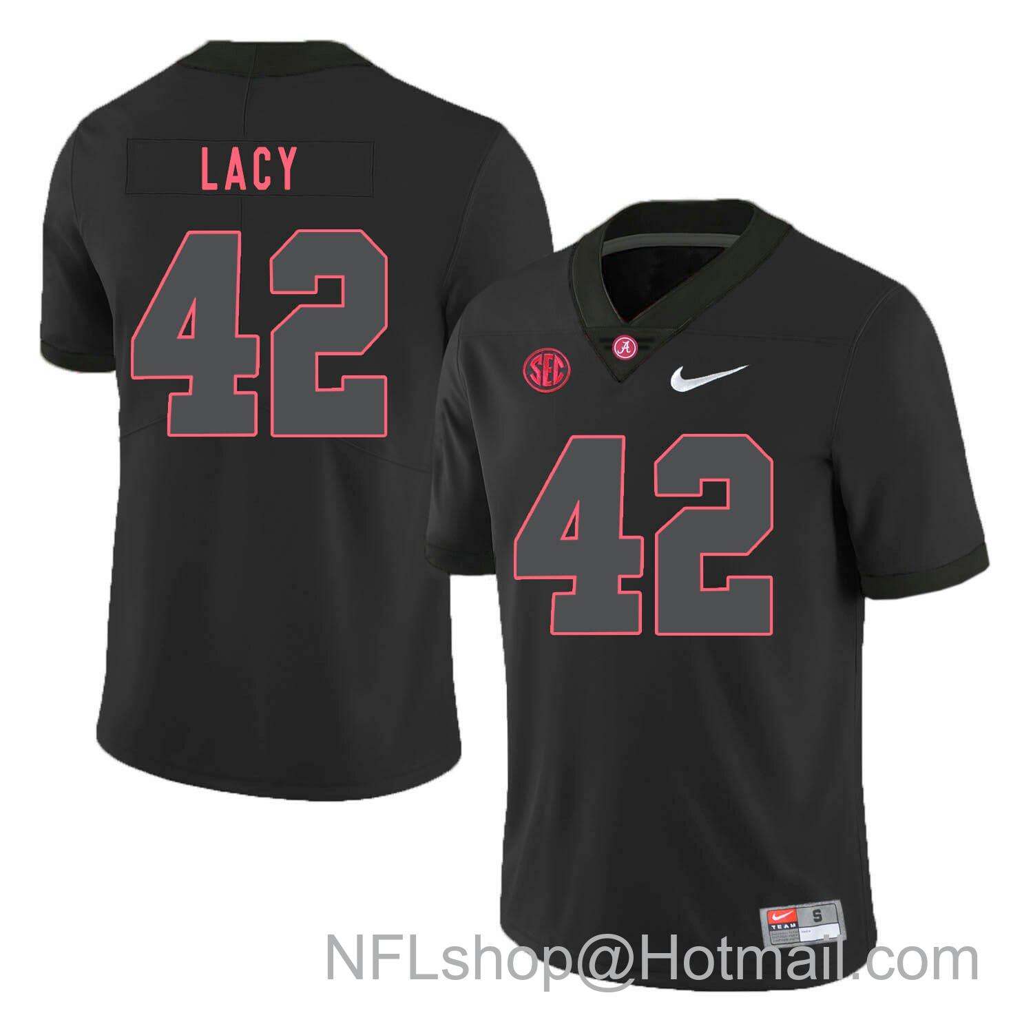 Men's Nike Alabama Crimson Tide #42 Eddie Lacy College Football Jersey Black