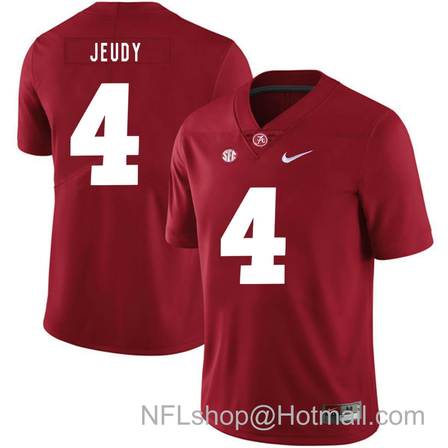 Men's Nike Alabama Crimson Tide #4 Jerry Jeudy College Football Jersey Red