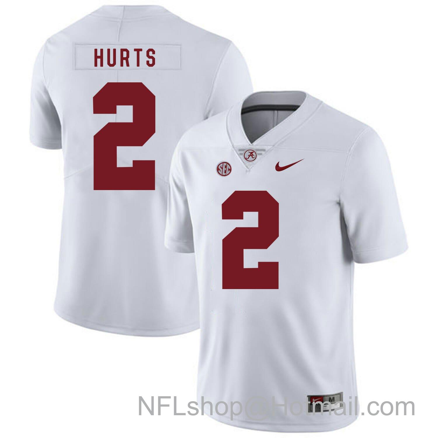 Men's Nike Alabama Crimson Tide #2 Jalen Hurts College Football Jersey White