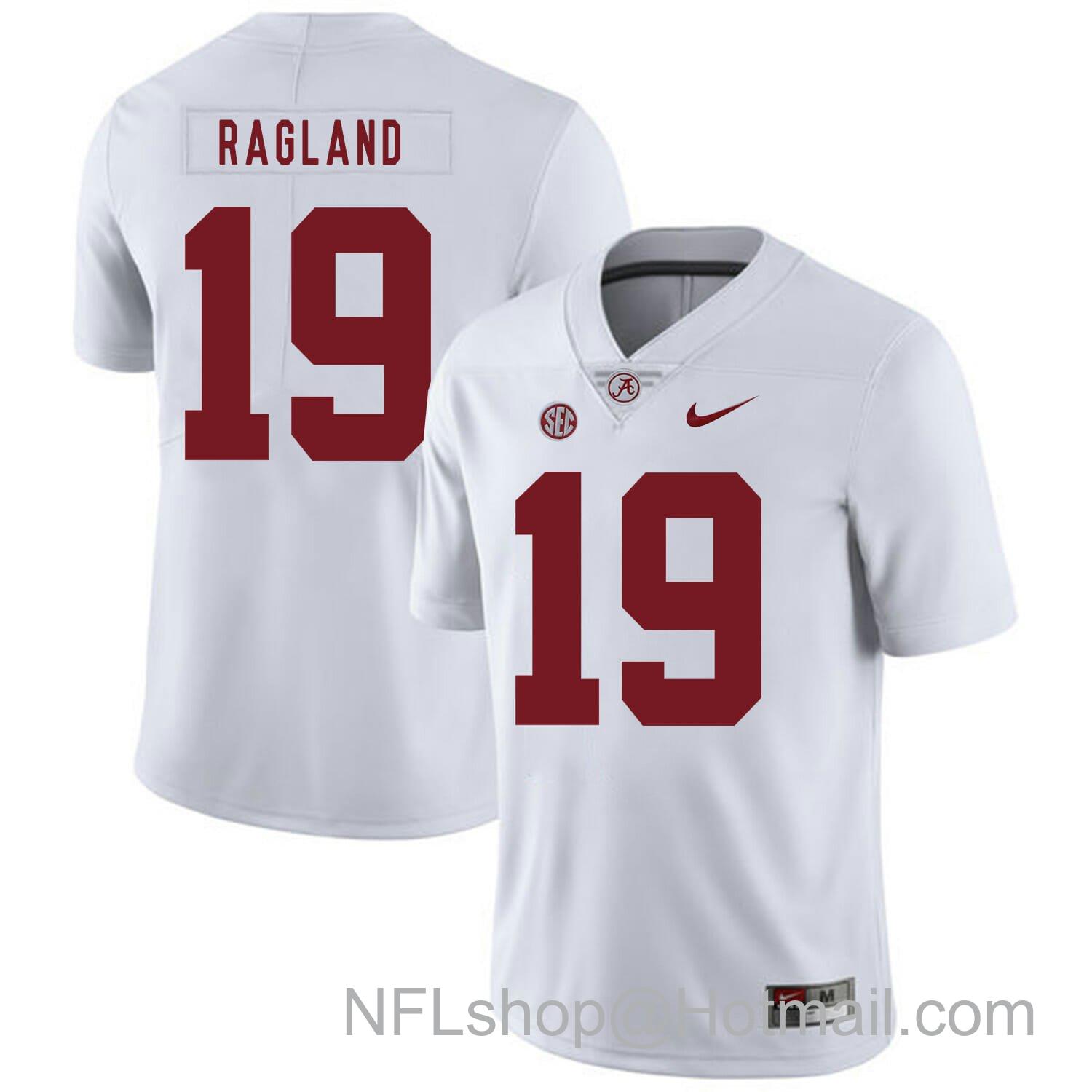 Men's Nike Alabama Crimson Tide #19 Reggie Ragland College Football Jersey White