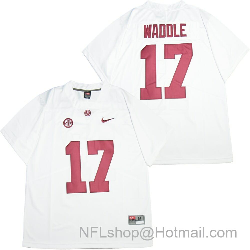 Men's Nike Alabama Crimson Tide #17 Jaylen Waddle College Football Jersey White