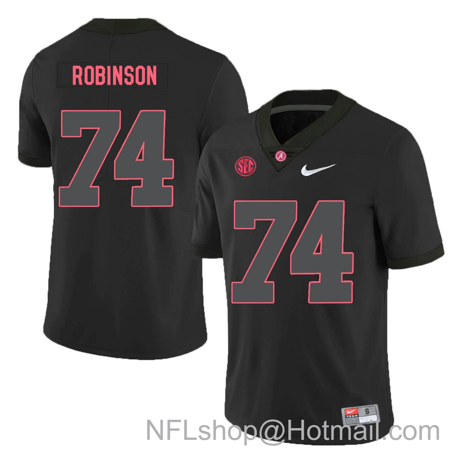 Men's Nike Alabama Crimson Tide #74 Cam Robinson College Football Jersey Black